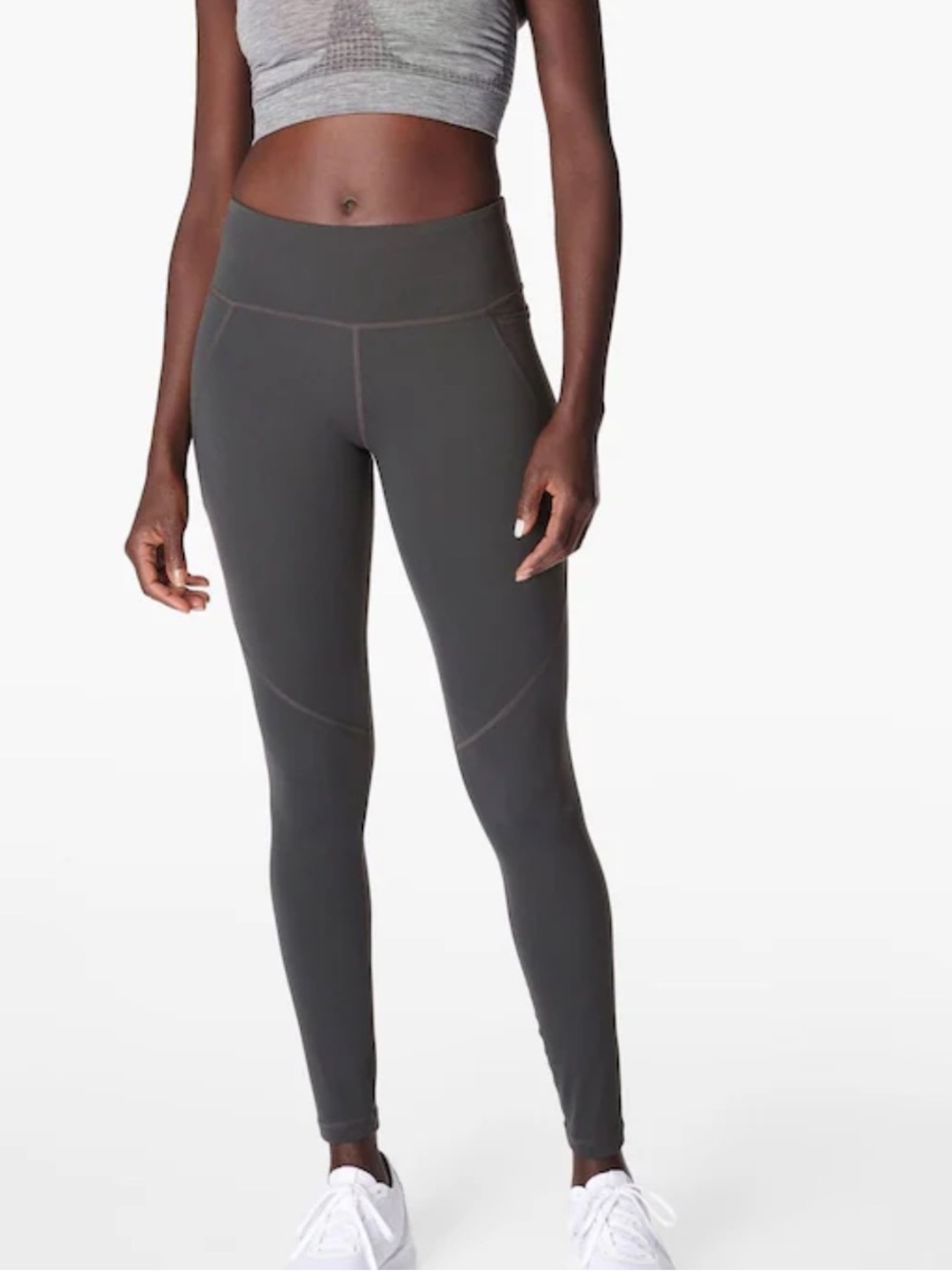 Sweaty Betty Slate Grey Full Length Power Workout Leggings Size Medium Stretchy